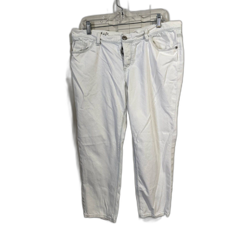 Loft Denim 14P lean boyfriend button fly jeans white/off white